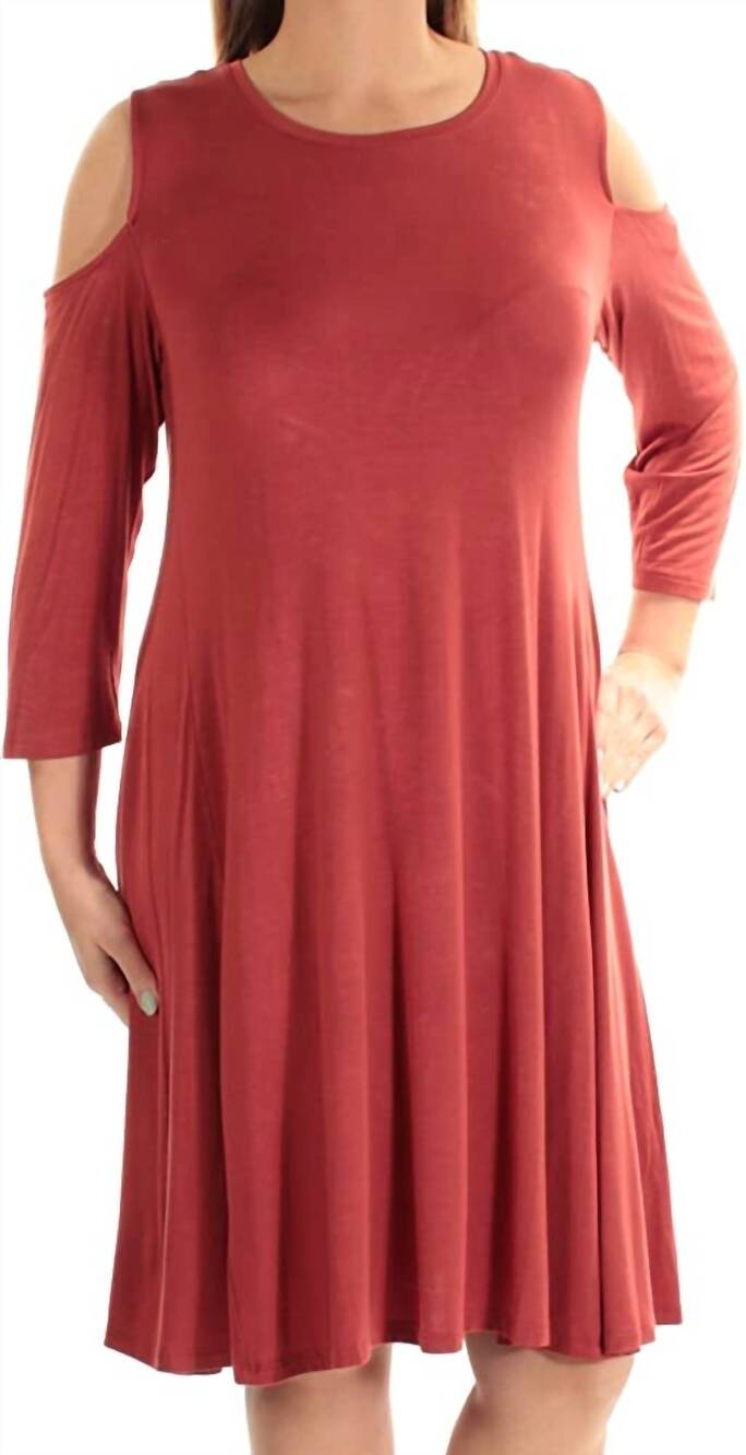 NEW STYLE & CO. women's cold shoulder a line dress in cabin red